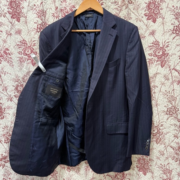 Ermenegildo Zegna Couture Navy Pinstripe Blazer 54L (44L US)